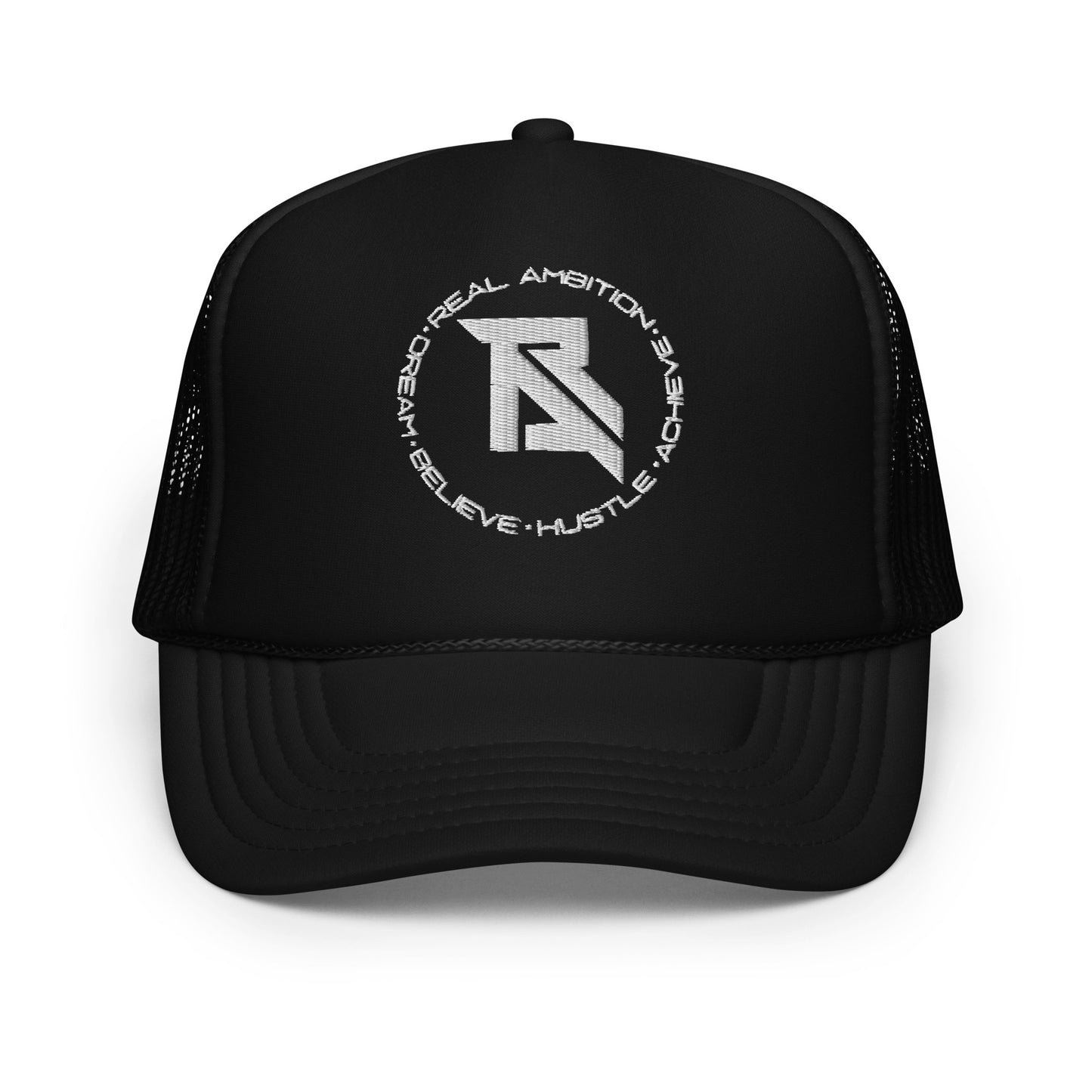 Real Ambition White Logo Foam Trucker Hat