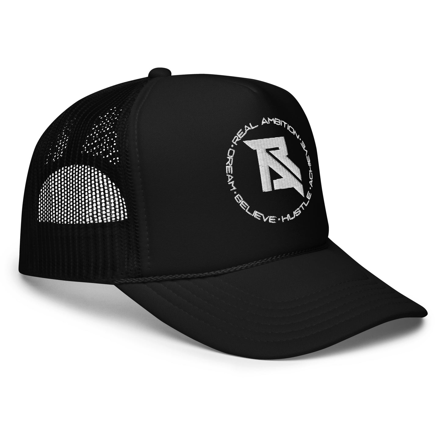 Real Ambition White Logo Foam Trucker Hat