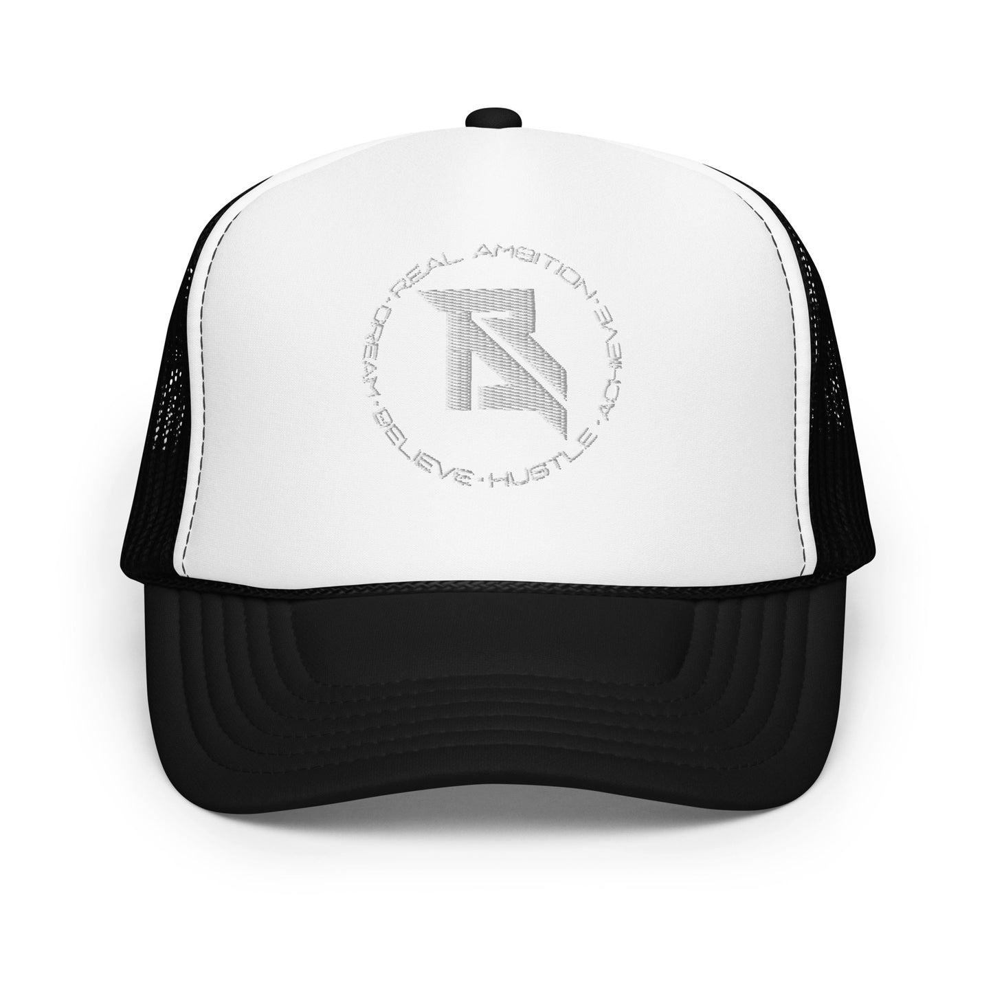 Real Ambition White Logo Foam Trucker Hat