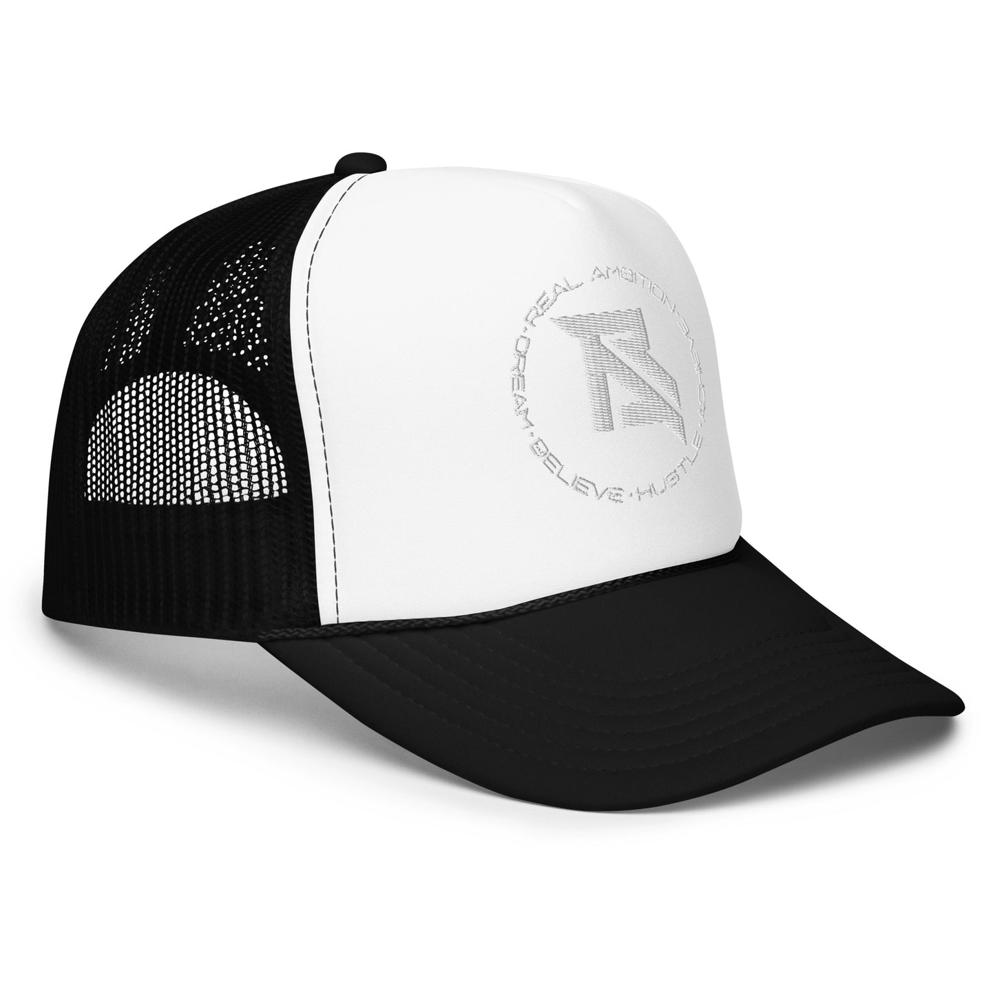 Real Ambition White Logo Foam Trucker Hat