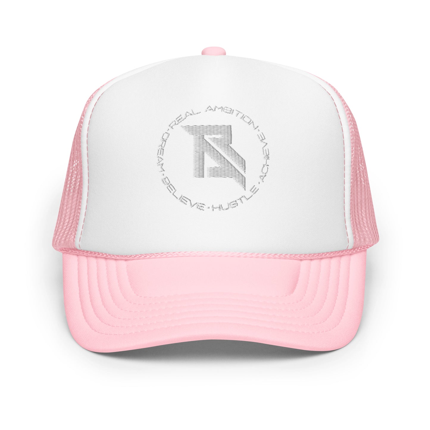 Real Ambition White Logo Foam Trucker Hat