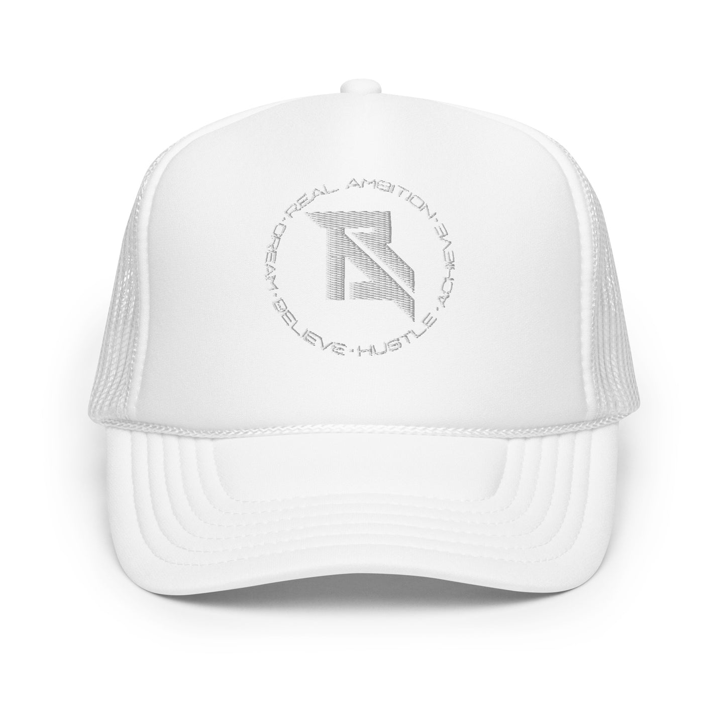 Real Ambition White Logo Foam Trucker Hat