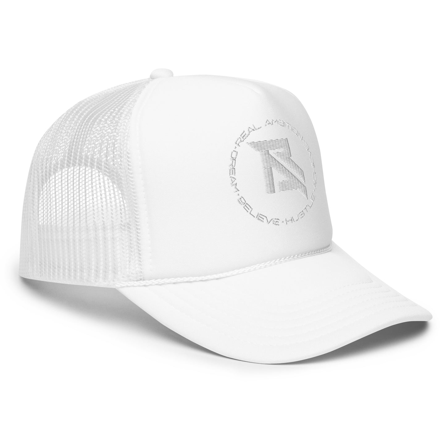 Real Ambition White Logo Foam Trucker Hat