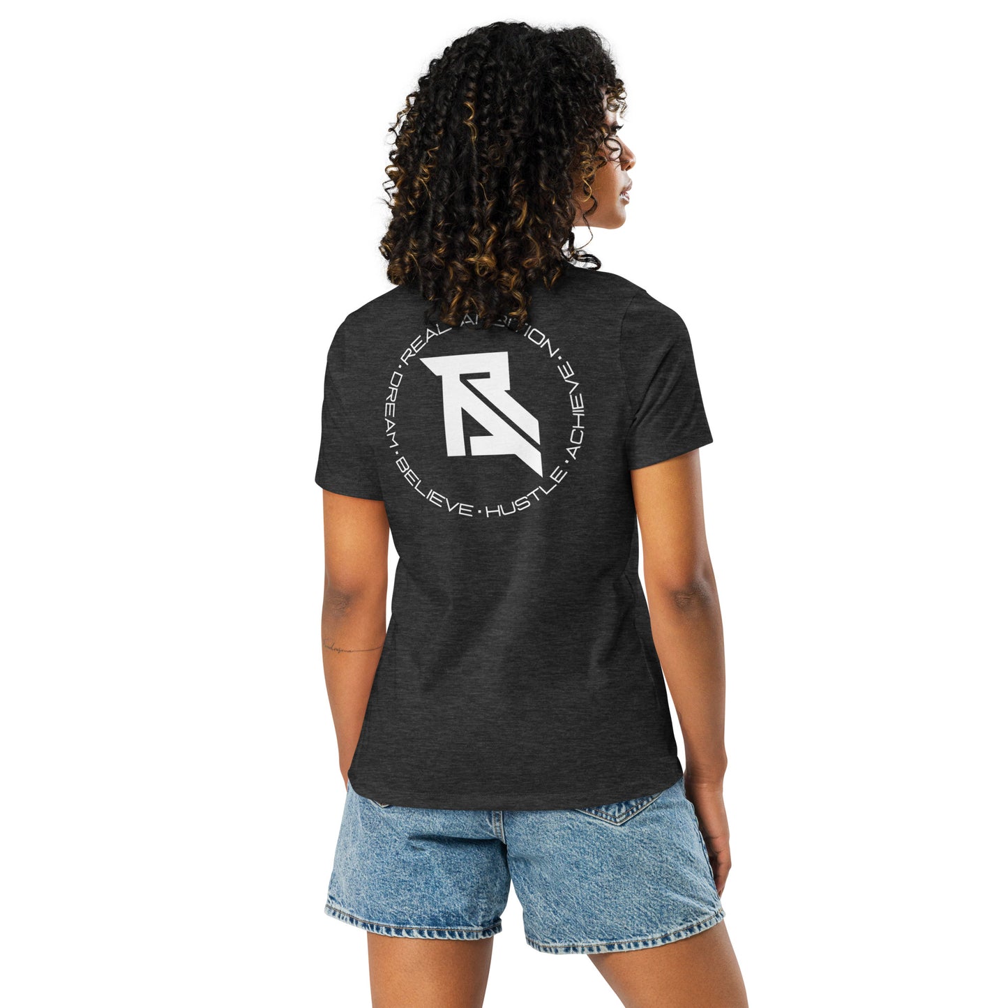 Real Ambition White Logo Women's Relaxed T-Shirts